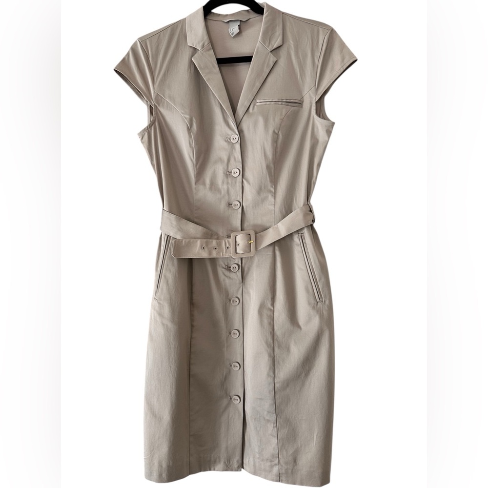 H&M classic beige Dress with Belt. Cotton